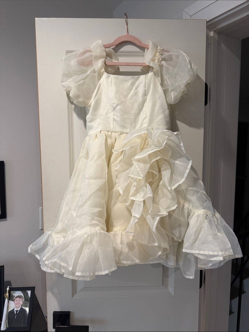 Habitual Cream Organza Ruffled Formal Dress for Girls